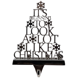NORTHLIGHT It's Beginning to Look A Lot Like Christmas Metal Tree Stocking Holder - 6.5