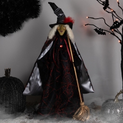 NORTHLIGHT Spooky Witch With Broom Halloween Figure - 18