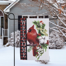 NORTHLIGHT Cardinal "welcome" Outdoor Christmas Garden Flag - 18" X 12.5