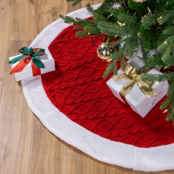 NORTHLIGHT Cable Knit Christmas Tree Skirt - 48" - And White In Red
