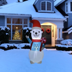 NORTHLIGHT Led Lighted Inflatable Polar Bear Outdoor Christmas Decoration - 8.25'