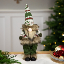 NORTHLIGHT Standing Gnome With Knitted Outfit Christmas Figure - 16" - In Green