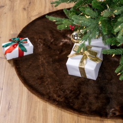 NORTHLIGHT Mink Faux Fur Christmas Tree Skirt - 48" - In Brown