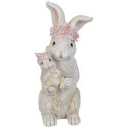 NORTHLIGHT Mother And Baby Bunny Outdoor Garden Easter Statue - 9.25