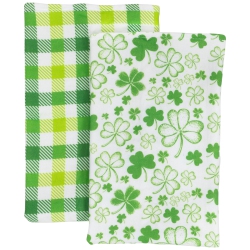 NORTHLIGHT Shamrocks And Plaid St. Patrick's Day Kitchen Tea Towels - 26" - Set Of 2