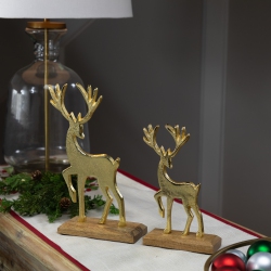 NORTHLIGHT Reindeer And Fawn Textured Metal Christmas Figures - 10.5" - - Set Of 2 In Gold