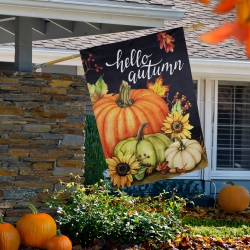 NORTHLIGHT Pumpkins And Sunflowers Hello Autumn Outdoor Fall Harvest House Flag - 40" X 28