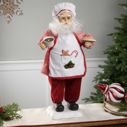 NORTHLIGHT Animated And Musical Chef Santa Claus With Hot Cocoa And Cookie Christmas Figure - 24