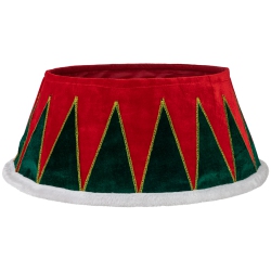 NORTHLIGHT 25" And Green Drum With White Trim Christmas Tree Collar In Red