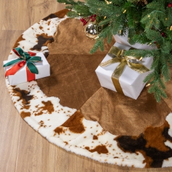 NORTHLIGHT Corduroy Christmas Tree Skirt With Faux Fur Trim - 48" - In Brown