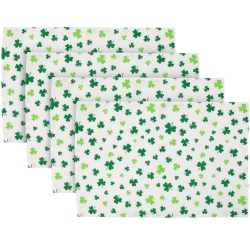 NORTHLIGHT Shamrock St. Patrick's Day Placemats - 18" - White And - Set Of 4 In Green