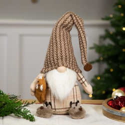 NORTHLIGHT Sitting Gnome With Teddy Bear Christmas Figure - 14