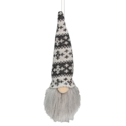 NORTHLIGHT 6.25-Inch Gray And Gnome Wearing A Winter Hat Christmas Ornament In Black