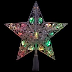 NORTHLIGHT Led Lighted Battery Operated Color Changing Jeweled Star Christmas Tree Topper - 9.5