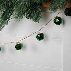 NORTHLIGHT Shiny Metal Jingle Bells Christmas Garland - 7.5' X 1" - In Green