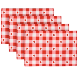 NORTHLIGHT Checkered Hearts Valentine's Day Placemats - 18" - Set Of 4
