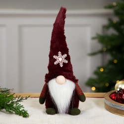 NORTHLIGHT Led Lighted Gnome With Snowflake Christmas Figure - 13" - Burgundy In Red