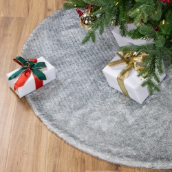 NORTHLIGHT Fox Faux Fur Christmas Tree Skirt - 48" In Silver