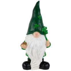 NORTHLIGHT St. Patrick's Day Shamrock Gnome Outdoor Garden Statue - 16.25