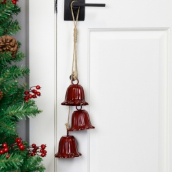 NORTHLIGHT Fluted Bells Trio Christmas Decorations - 20" - - Set Of 2 In Red