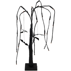 NORTHLIGHT Led Lighted Glittered Halloween Willow Tree With Bats - 24" - Lights In Orange