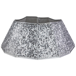 NORTHLIGHT 26" Sequins Hexagonal Christmas Tree Collar In Silver