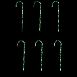 NORTHLIGHT Lighted Candy Cane Outdoor Christmas Pathway Markers - 28" - - Set Of 6 In Green
