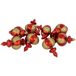 NORTHLIGHT 8Ct And Gold Shatterproof Finial Christmas Ornaments, 6" In Red
