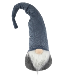 NORTHLIGHT Standing Christmas Gnome With Patterned Hat Figure - 18" - In Blue