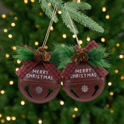 NORTHLIGHT Jingle Bell "merry Christmas" Disc Christmas Ornaments - 5" - - Set Of 2 In Burgundy