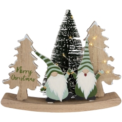 NORTHLIGHT Led Lighted Gnomes And "merry Christmas" With Trees Decoration - 6.5