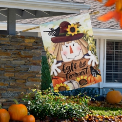 NORTHLIGHT Scarecrow Fall Harvest Outdoor House Flag - 40" X 28