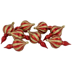 NORTHLIGHT 8Ct And Gold Shatterproof Finial Christmas Ornaments, 4.75" In Red