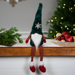 NORTHLIGHT Led Lighted Sitting Gnome With Snowflake Christmas Figure - 13" - In Green