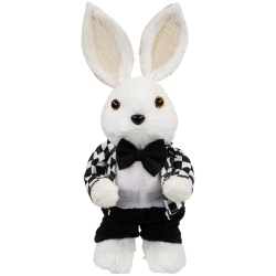 NORTHLIGHT Boy Easter Rabbit Figurine In Checkered Jacket - 10