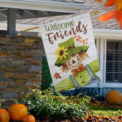 NORTHLIGHT Scarecrow "welcome Friends" Fall Harvest Outdoor House Flag - 40" X 28