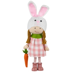 NORTHLIGHT Girl In Bunny Hat Standing Easter Figurine - 13" - Pink And In White