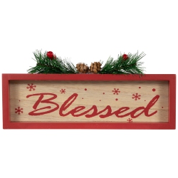 NORTHLIGHT Framed "blessed" Wooden Christmas Decoration - 9.75