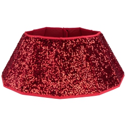 NORTHLIGHT 26" Sequins Hexagonal Christmas Tree Collar In Red
