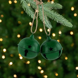 NORTHLIGHT Antiqued Christmas Jingle Bells Ornaments - 3" - - Set Of 2 In Green