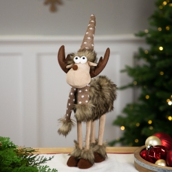 NORTHLIGHT Standing Four Legged Moose Christmas Figure - 19" - Brown And In White