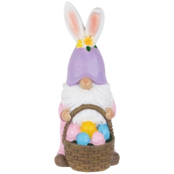 NORTHLIGHT Easter Bunny Gnome With Egg Basket Figurine - 11.5