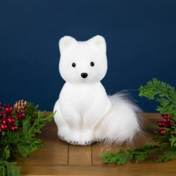 NORTHLIGHT Sitting Artic Fox Pup Christmas Figurine - 7.5