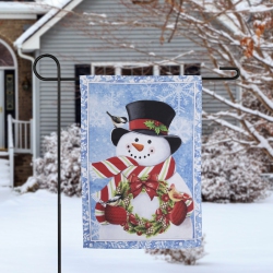 NORTHLIGHT Snowman With Wreath Outdoor Christmas Garden Flag - 18" X 12.5