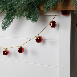 NORTHLIGHT Shiny Christmas Jingle Bells Metal Garland - 7.5' X 1" - In Red