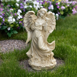 NORTHLIGHT Angel With Bird And Bouquet Outdoor Garden Statue - 17.5