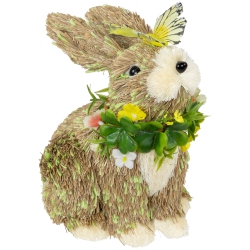 NORTHLIGHT Easter Bunny With Butterfly Straw Figurine - 8
