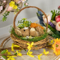 NORTHLIGHT Sisal Easter Bunny Figure With Carrot In Spring Basket Decoration - 6.5