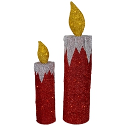 NORTHLIGHT Led Lighted Candles Outdoor Christmas Decorations - 22.75" - - Set Of 2 In Red