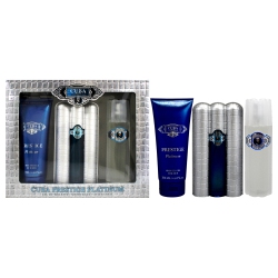 CUBA Prestige By for Men - 3 PC Gift Set 3OZ Edt Spray, 6.7OZ Shower Gel, 3.3OZ After Shave In Platinum